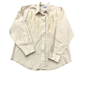 Las Olas Cream Western Embroidered Button-Up Shirt